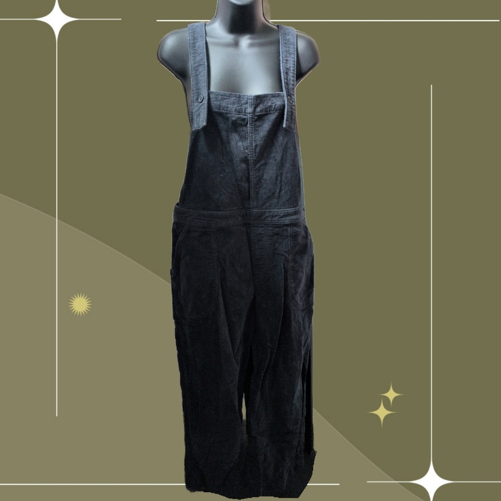 ✨ Women's Patagonia Stand Up Cropped Corduroy Overalls In Gray Black Size 12
